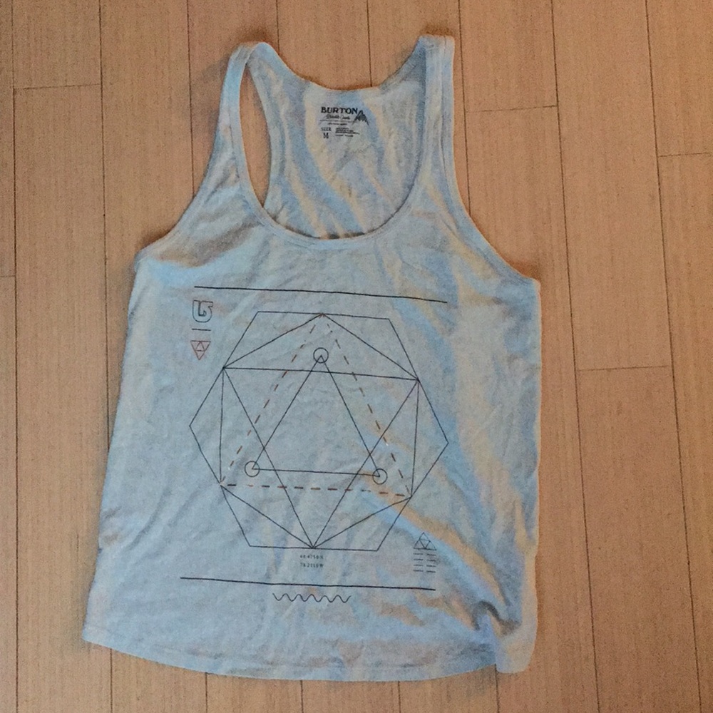 Gray-blue racerback with geometric design